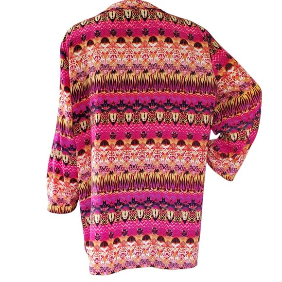 NOTATIONS Tunic Top Women's XL Pullover V Neck Snap Tab Sleeves Aztec Floral - Picture 11 of 12